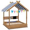 Wooden Kids Sandbox with Weather-Resistant Canopy and Play Set for Outdoor Fun, Brown view 1