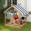 Wooden Kids Sandbox with Weather-Resistant Canopy and Play Set for Outdoor Fun, Brown view 2