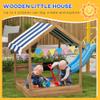 Wooden Kids Sandbox with Weather-Resistant Canopy and Play Set for Outdoor Fun, Brown view 4