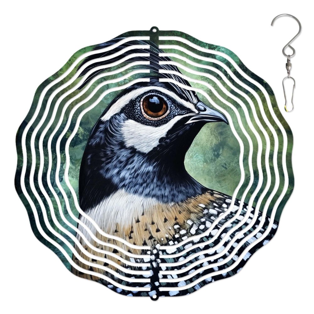 10-Inch Metal Wind Spinner 3D California Quail Wind Spinner, Unique Metal Hanging Kinetic Wind Sculpture Ornament Gifts for Women Yard Art Garden Patio Lawn Indoor Outdoor Decor