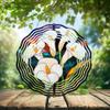 10-Inch Metal Wind Spinner White Calla Lilies 3D Floral Wind Spinner, Unique Metal Hanging Kinetic Wind Sculpture Ornament Gifts for Women Yard Art Garden Patio Lawn Indoor Outdoor Decor view 2