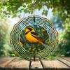 10-Inch Metal Wind Spinner Black-Throated Green Warbler 3D Bird Wind Spinner, Unique Metal Hanging Kinetic Wind Sculpture Ornament Gifts for Women Yard Art Garden Patio Lawn Indoor Outdoor Decor view 2