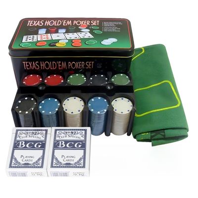 200 Pieces Poker Chips Set with 2 Deck Cards,Casino Gaming Mat & Storage Box,Complete Poker Card Game Set for Adults & Beginners,Casino-Themed Game for Parties,14+ Years,Multicolor(Pack of 1)