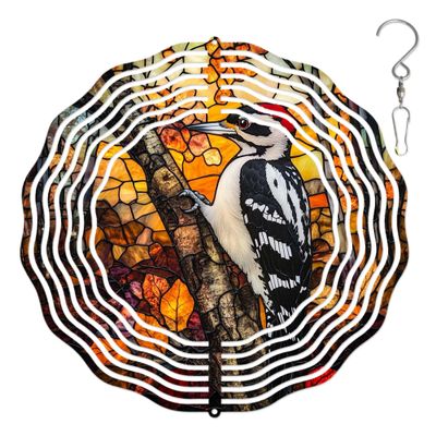 10-Inch Metal Wind Spinner Small Woodpecker 3D Bird Wind Spinner, Unique Metal Hanging Kinetic Wind Sculpture Ornament Gifts for Women Yard Art Garden Patio Lawn Indoor Outdoor Decor (1)