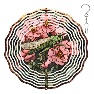 10-Inch Metal Wind Spinner Green Grasshopper 3D Insect Wind Spinner, Unique Metal Hanging Kinetic Wind Sculpture Ornament Gifts for Women Yard Art Garden Patio Lawn Indoor Outdoor Decor