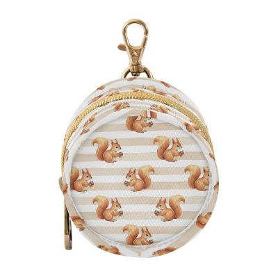 Fall Squirrel Stripe Print Pacifier Holder Case for Diaper Bag Portable Travel Pacifier Storage Case with Clip Pacifier Cover Pouch Bag for Outdoor Purse Baby Girls Boys
