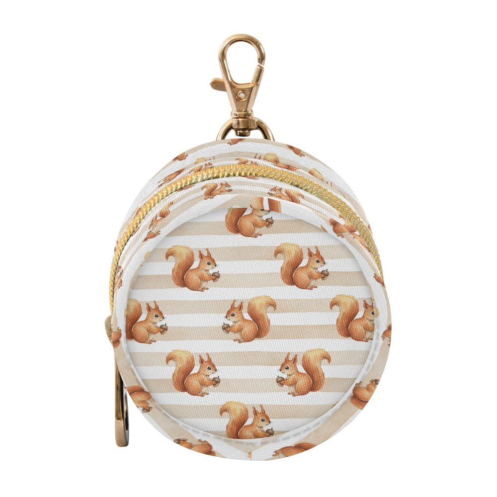 Fall Squirrel Stripe Print Pacifier Holder Case for Diaper Bag Portable Travel Pacifier Storage Case with Clip Pacifier Cover Pouch Bag for Outdoor Purse Baby Girls Boys