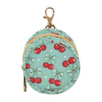 Cherries Bows Teal Pattern Pacifier Holder Case for Diaper Bag Portable Travel Pacifier Storage Case with Clip Newborn Baby Pouch for Baby Girls Boys Outdoor Purse