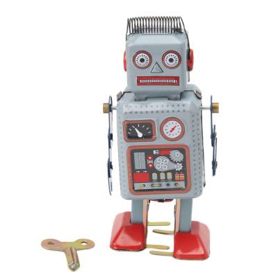 POENVFPO Vintage Wind Up Robot Toy Charming Classic Tinplate Clockwork Toy for Surprise Birthday Collectors or Nostalgic Lovers
