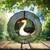 10-Inch Metal Wind Spinner Grebe Among Lily Pads 3D Wind Spinner, Unique Metal Hanging Kinetic Wind Sculpture Ornament Gifts for Women Yard Art Garden Patio Lawn Indoor Outdoor Decor view 2