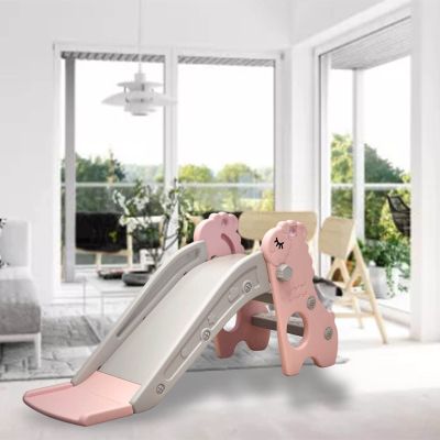 POENVFPO Kids Indoor Sliding Slide Durable Toddler Climber Play Slide for Children, Safe 2 Stairs Toy for Home Play Area (Pink Grey)