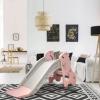 POENVFPO Kids Indoor Sliding Slide Durable Toddler Climber Play Slide for Children, Safe 2 Stairs Toy for Home Play Area (Pink Grey) view 4