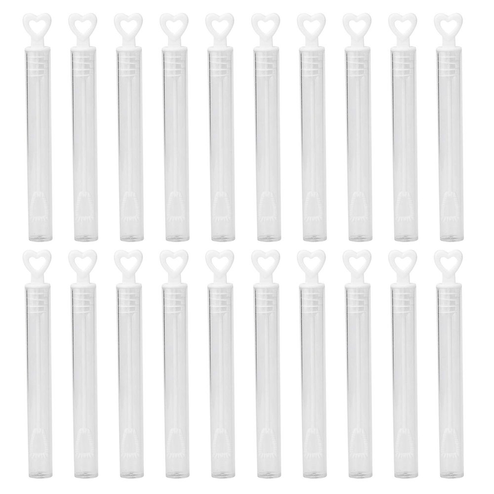 POENVFPO Bubble Wands Tube 20pcs Elegant Empty Soap Bottles for Wedding Party Decoration Children Toy Heart White (love white)