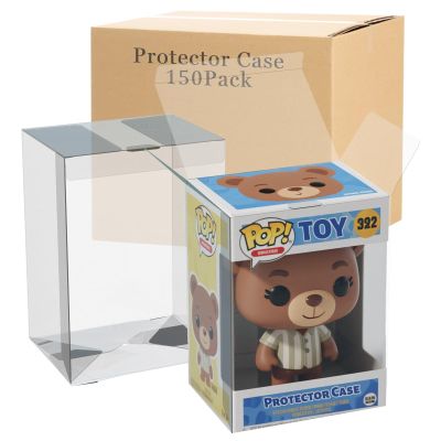 150 Pack Clear Protectors Case Compatible with Funko Pop Protector Case for 4 Inch Figures Collectibles Heavy Duty Crystal Plastic Protector Cases with Protective Film Locking Tabs Auto-Lock Bottom
