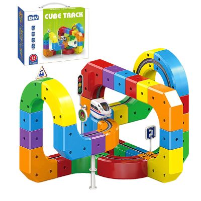 Magical Track Racing Set, a Flexible and Variable Train Track, a DIY Race Track Building Kit, Including Trains and Traffic Signs, Making it an Ideal Gift for Birthday and Everyday Fun(81pcs)