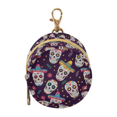 Mexican Skull Flowers Purple Print Pacifier Holder Case for Diaper Bag Portable Travel Pacifier Storage Case with Clip Pacifier Cover Pouch Bag for Baby Girls Boys Outdoor Purse