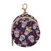 Mexican Skull Flowers Purple Print Pacifier Holder Case for Diaper Bag Portable Travel Pacifier Storage Case with Clip Pacifier Cover Pouch Bag for Baby Girls Boys Outdoor Purse view 1