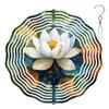 10-Inch Metal Wind Spinner White Lotus Flower 3D Floral Wind Spinner, Unique Metal Hanging Kinetic Wind Sculpture Ornament Gifts for Women Yard Art Garden Patio Lawn Indoor Outdoor Decor view 1