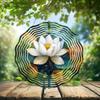 10-Inch Metal Wind Spinner White Lotus Flower 3D Floral Wind Spinner, Unique Metal Hanging Kinetic Wind Sculpture Ornament Gifts for Women Yard Art Garden Patio Lawn Indoor Outdoor Decor view 2
