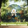 10-Inch Metal Wind Spinner White Lotus Flower 3D Floral Wind Spinner, Unique Metal Hanging Kinetic Wind Sculpture Ornament Gifts for Women Yard Art Garden Patio Lawn Indoor Outdoor Decor view 4