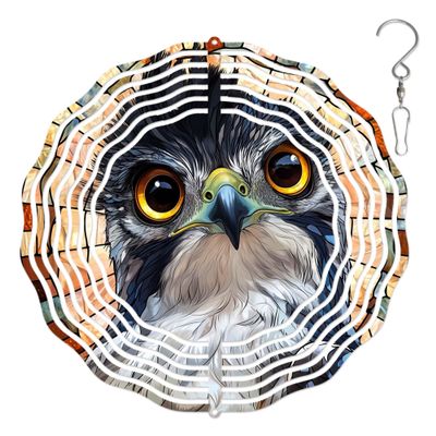 10-Inch Metal Wind Spinner Owl with Golden Eyes 3D Bird Wind Spinner, Unique Metal Hanging Kinetic Wind Sculpture Ornament Gifts for Women Yard Art Garden Patio Lawn Indoor Outdoor Decor