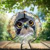 10-Inch Metal Wind Spinner Owl with Golden Eyes 3D Bird Wind Spinner, Unique Metal Hanging Kinetic Wind Sculpture Ornament Gifts for Women Yard Art Garden Patio Lawn Indoor Outdoor Decor view 2
