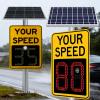 23.635.4in Solar Powered Feedback Speed Limit Sign, LED Display Road Warning Board Traffic Sign, Aluminum Weatherproof, for Streets Roads Schools Parking Lots Yellow view 1