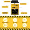 23.635.4in Solar Powered Feedback Speed Limit Sign, LED Display Road Warning Board Traffic Sign, Aluminum Weatherproof, for Streets Roads Schools Parking Lots Yellow view 3