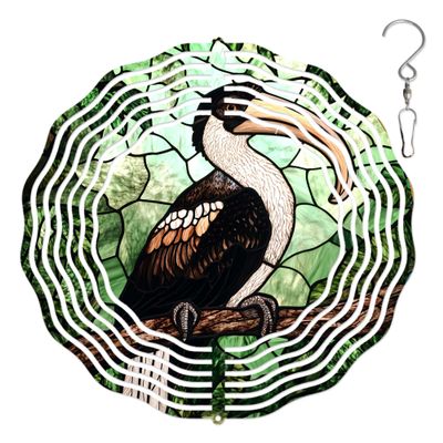 10-Inch Metal Wind Spinner Hornbill on Branch 3D Bird Wind Spinner, Unique Metal Hanging Kinetic Wind Sculpture Ornament Gifts for Women Yard Art Garden Patio Lawn Indoor Outdoor Decor