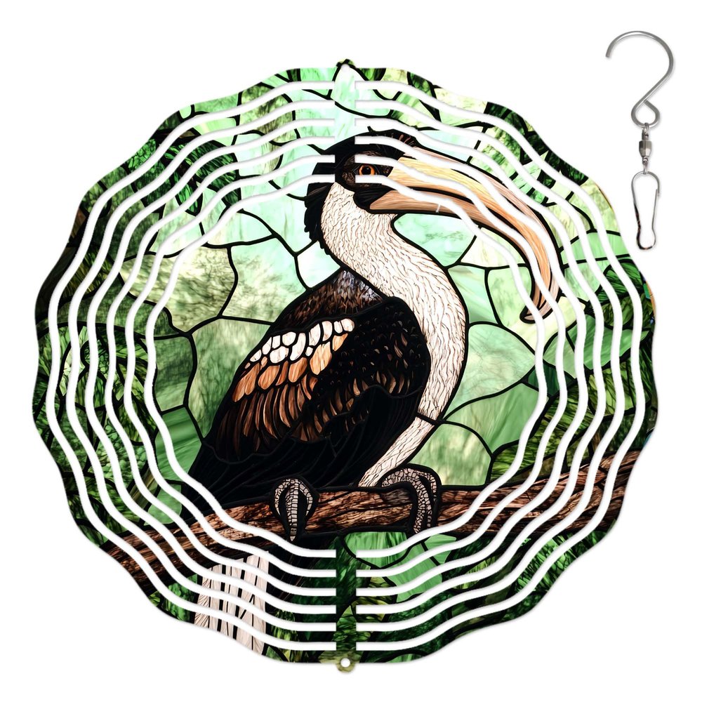 10-Inch Metal Wind Spinner Hornbill on Branch 3D Bird Wind Spinner, Unique Metal Hanging Kinetic Wind Sculpture Ornament Gifts for Women Yard Art Garden Patio Lawn Indoor Outdoor Decor