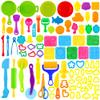 iShyan Dough Play Tools for Kids,84pcs Basic Dough Play Toys Includes Cutters,Roller,Rolling Pins,Safety Scissors,Plastic Knife,Fruit Vegetable Molds,Kitchen Tools view 1