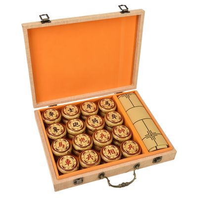 Natural Wood Chinese Chess, Xiangqi Gift Set - Travel Games Sets with Board Games Gift, Xiang Qi Game & Pieces, Chinese Decor & Gifts, Chinese New Year Decor (Small)