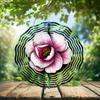 10-Inch Metal Wind Spinner Pink Camellia 3D Floral Wind Spinner, Unique Metal Hanging Kinetic Wind Sculpture Ornament Gifts for Women Yard Art Garden Patio Lawn Indoor Outdoor Decor view 2