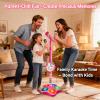 Kids Microphone with Stand with LED Lights, Adjustable Height & Music Effects for Birthday Party, Home Karaoke (Blue) view 3