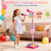 Kids Microphone with Stand with LED Lights, Adjustable Height & Music Effects for Birthday Party, Home Karaoke (Black) view 2