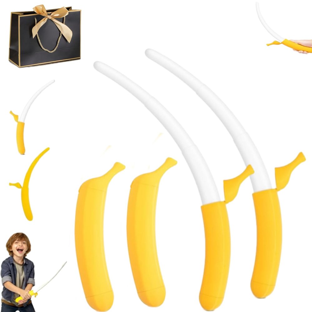 3D Printed Banana Sword, Retractable Banana Swords, Space Saving Fake Banana Sword, Plastic Katana Fake Swords Toy, Funny Extendable Banana Wand, Hidden Blade, for Bored Time (2Pcs* Flick-Open-A)