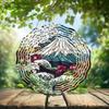 10-Inch Metal Wind Spinner Fuji with Cherry Blossoms 3D Wind Spinner, Unique Metal Hanging Kinetic Wind Sculpture Ornament Gifts for Women Yard Art Garden Patio Lawn Indoor Outdoor Decor view 2