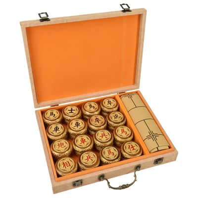 Natural Wood Chinese Chess, Xiangqi Gift Set - Travel Games Sets with Board Games Gift, Xiang Qi Game & Pieces, Chinese Decor & Gifts, Chinese New Year Decor (Small)