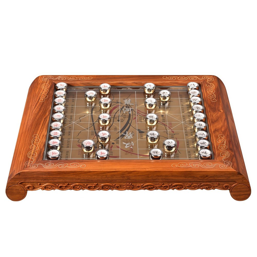 Natural Wood Chinese Chess, Xiangqi Gift Set - Travel Games Sets with Board Games Gift, Xiang Qi Game & Pieces, Chinese Decor & Gifts, Chinese New Year Decor (Small)
