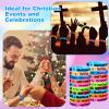 Equsion 100 Pcs Christian Bracelets Glow in Dark Let Your Light Shine Silicone Bracelets Religious Jesus Wristbands Bulk Inspirational Scripture Easter Party Gift for Baptism Church(Rendering) view 4