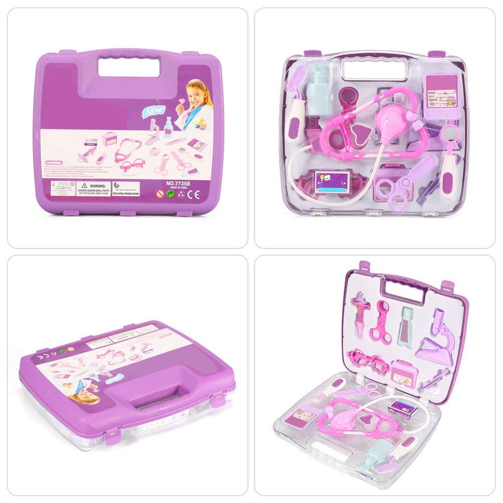 POENVFPO Doctor Kit Medical Play Toy Encourages Roleplay for Boys and Girls Kids Pink ABS Material