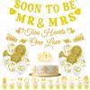 35 Pcs Wedding Shower Decorations Set,Champagne-Gold decorations,includes Soon To Be Mr & Mrs Sign Banner,18 Glitter Wedding bridal shower decor balloons,13 cupcake toppers for Wedding Bachelorette Party Decorations view 1