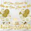 35 Pcs Wedding Shower Decorations Set,Champagne-Gold decorations,includes Soon To Be Mr & Mrs Sign Banner,18 Glitter Wedding bridal shower decor balloons,13 cupcake toppers for Wedding Bachelorette Party Decorations view 2