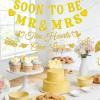 35 Pcs Wedding Shower Decorations Set,Champagne-Gold decorations,includes Soon To Be Mr & Mrs Sign Banner,18 Glitter Wedding bridal shower decor balloons,13 cupcake toppers for Wedding Bachelorette Party Decorations view 4