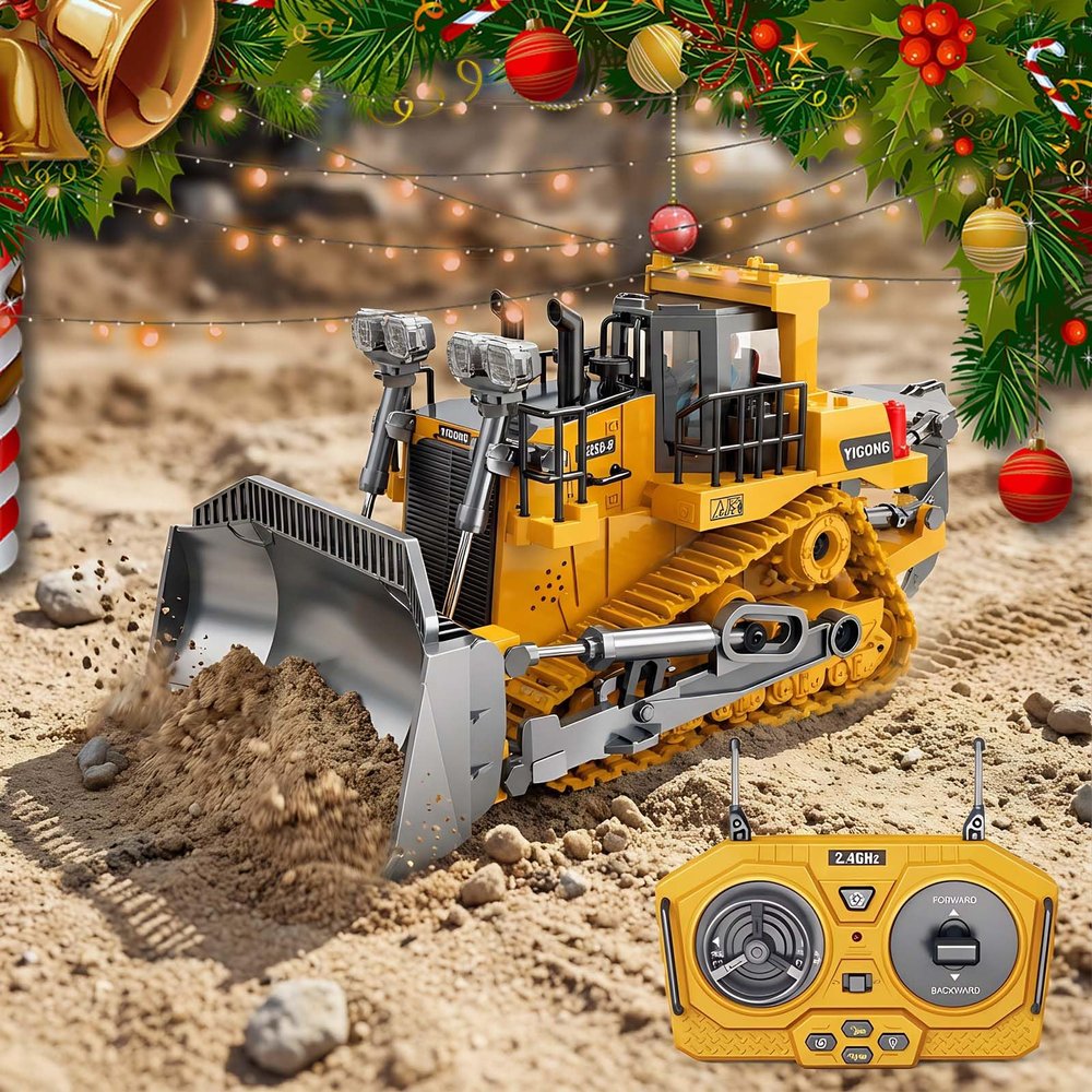Mudsterz Construction Rc Set of 4, Command The Site, Conquer The Dirt, Rechargeable 2.4ghz Remote Control Construction Vehicles with Cool LED Lights, Metal Parts, Real Sounds(C * 1)