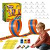 Flexible Race Track 3-Lane 15ft Race Car Track Compatible with Diecast 1/64 Scale Cars, Flexible Car Track Race Ramp Toy with Strong Suction Cups view 1