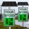23.635.4in Solar Powered Feedback Speed Limit Sign, LED Display Road Warning Board Traffic Sign, Aluminum Weatherproof, for Streets Roads Schools Parking Lots White view 1
