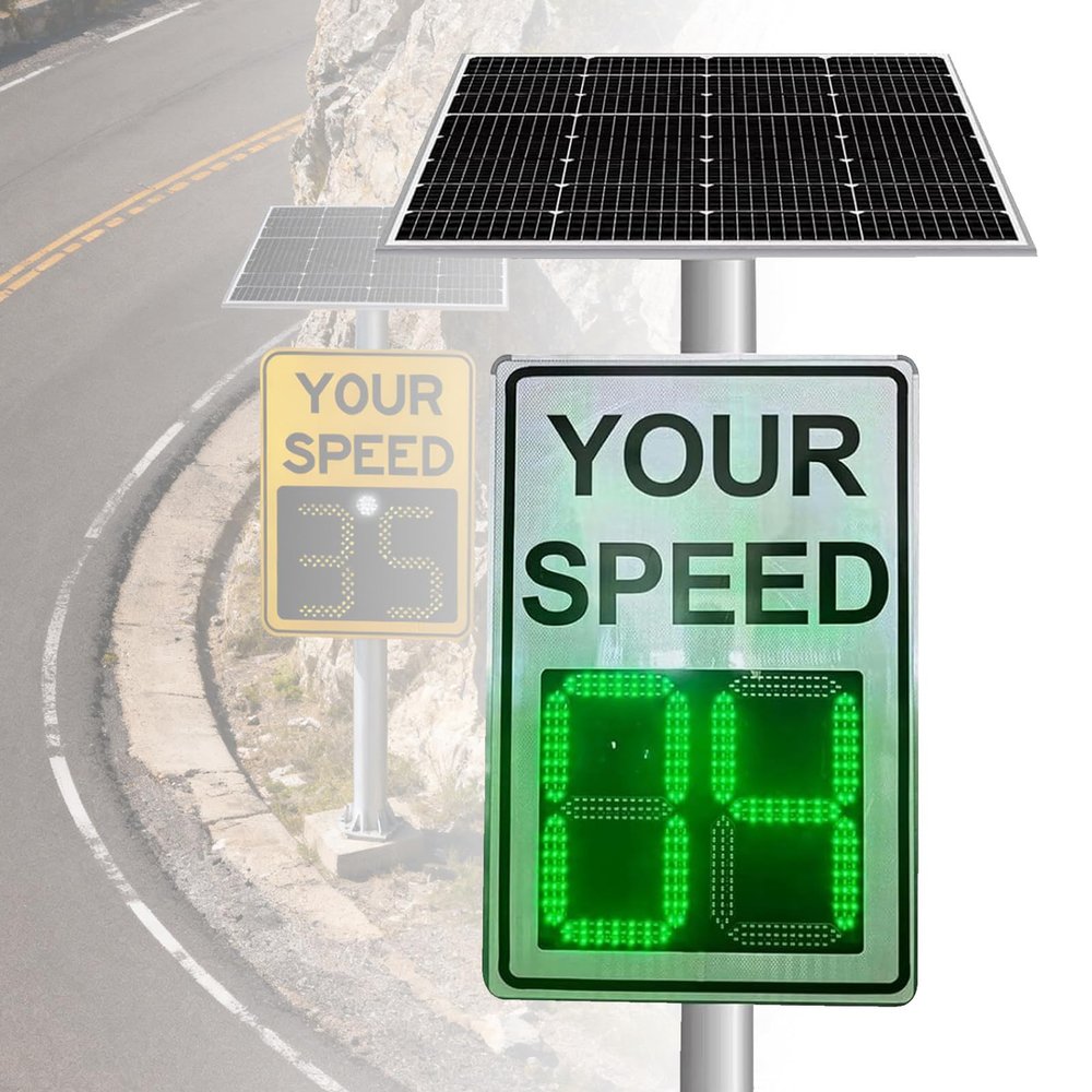 23.635.4inch Aluminum Speed Sign, Solar Traffic Feedback Warning Board, Speed Display Sign, for Highways, Speed-Limited Roads White