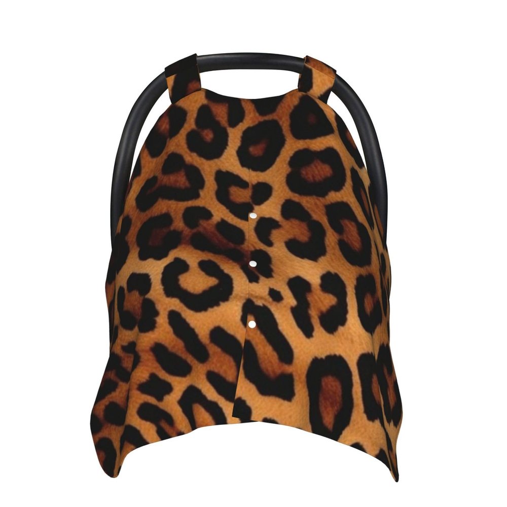 Baby Car Seat Canopy Cover for Mom, Soft Breathable Nursing Breastfeeding Covers Multi Use Stroller Sun Shade Newborn Shower GiftCool Cheetah Leopard