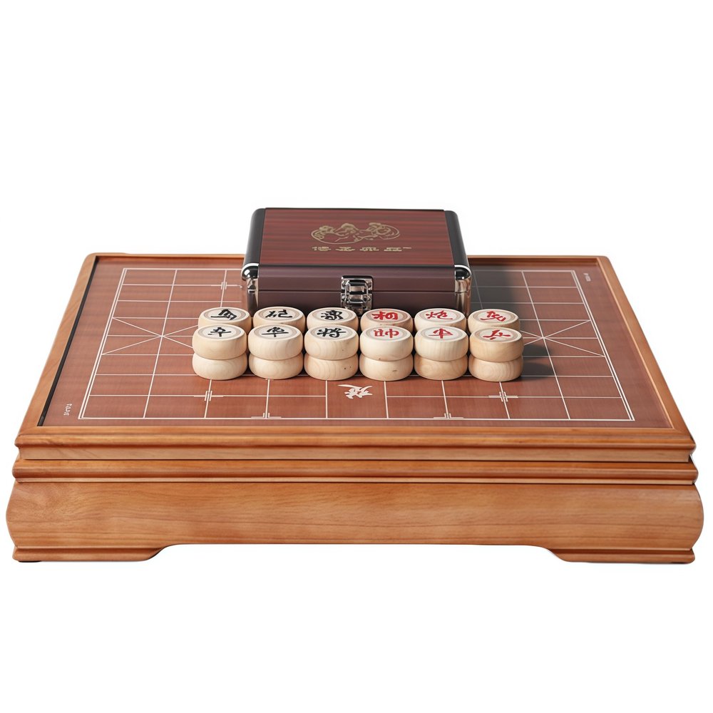 Natural Wood Chinese Chess, Xiangqi Gift Set - Travel Games Sets with Board Games Gift, Xiang Qi Game & Pieces, Chinese Decor & Gifts, Chinese New Year Decor (Beech)